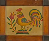 rooster by David Y. Ellinger, oil on velvet, sold Apr 2014