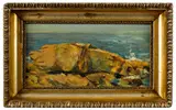 coastal scene by Sigmund Kozlow, oil on board, sold Mar 2014