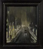 street scene by Charlotte Lermont, oil on board, sold Mar 2014