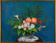 still life by Geoffrey Holder, pastel on paper, sold Mar 2014