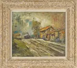 street scene by William Clochard, oil on canvas, sold Mar 2014