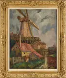 landscape with a windmill by Oskar Fehrer, oil on canvas, sold Mar 2014