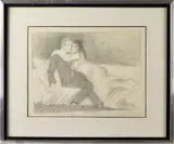 study of a couple embracing by Raphael Soyer, pencil, sold Mar 2014