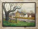 landscape with a farmhouse by Biff Heins, oil on canvas, sold Mar 2014