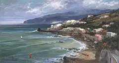As Morning Dawns by Claudio Simonetti, oil on canvas (unstretched), sold Mar 2024