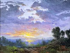 Lakeside Sunrise by Thomas A. Dedecker, oil on panel, sold Apr 2024