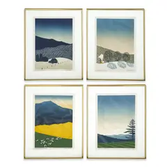 Mountain Seasons, Group of 4 by Sabra Johnson Field, silkscreen on paper, sold Apr 2024