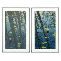 Autumn Pool I and II, Group of 2 by Sabra Johnson Field, woodcut on rice paper, sold Apr 2024