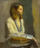 Portrait of a Woman by Albert Bela Bauer, 1974, oil on canvas, sold Apr 2024