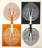 Maples by Sabra Johnson Field, woodcut on rice paper, sold May 2024