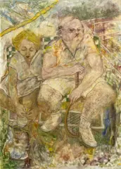Tennis Players by Paul Marcus, 1971, oil on canvas, sold May 2024