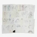 35 Fashion Illustrations by Geoffrey Beene, c. 1985, marker and graphite on paper, sold May 2024