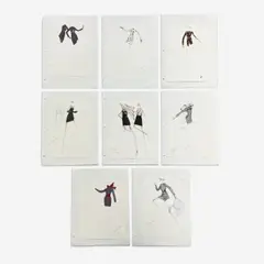 8 Illustrations for Geoffrey Beene by Joe Eula, 1990-95, ink and watercolor on paper, sold May 2024