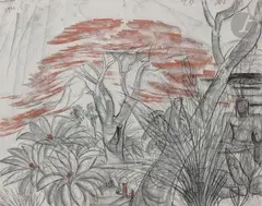 Indochine by André Maire, 1951, Fusain et sanguine, sold Feb 2022