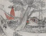 Indochine by André Maire, 1951, Fusain et sanguine, sold Feb 2022