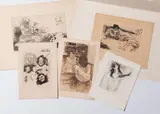 Épaves de famille - La guitare - Les billes - L'invitation - La sarcleuse - Flore artificielle - Les amies de Montmartre - Le benjamin - La toilette (Arwas 15, by Louis Legrand, Eau-forte, pointe sèche, aquatinte, sold Mar 2017