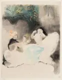 L'Hétaïre ou Le vaporisateur, 1900 (Arwas 181). 420 x 327 by Louis Legrand, Eau-forte et aquatinte en couleurs, sold Mar 2017
