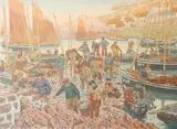 Le port, planche 1 de la série «Au Vent de Noroit», 1906 (Toudouze p. 164). 375 x 497 by Henri Rivière, Lithographie en couleurs sur vélin crème, sold Mar 2017