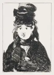 Berthe Morisot (première planche), 1872 (Guérin 77). 202 x 143 by Edouard Manet, Lithographie sur chine appliqué sur vélin, sold Mar 2017