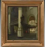Vue de la tribune de l'orgue de la Oude Kerk de Delft by Hendrick Cornelisz. van Vliet, Toile, panneau transposé (?), sold Mar 2017