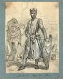Album contenant environ 107 dessins pour l'illustration de l'Histoire d'Angleterre: Serment de Harold devant Guillaume Duc de Normandie, Le Pape Alexandre III e by Henri Félix Emmanuel Philippoteaux, Crayon noir et rehauts de blanc, sold Mar 2017