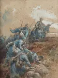 L'assaut by Henri Emilien Rousseau, 1915, Gouache, sold Dec 2016