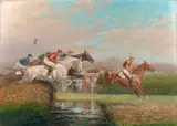 Course hippique by Eugène Pechaubes, Panneau, sold Dec 2016