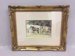 L'attelage by René Thomsen, 1928, Encre, crayon et aquarelle sur papier, sold Feb 2018