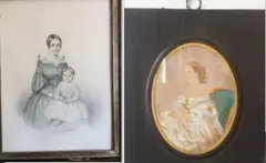 Portrait d’une jeune mère et sa petite fille by Ange-Joseph Camaret, 1842, Mine de plomb et aquarelle sur papier, sold Feb 2018
