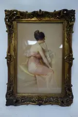 Elegante assise sur un divan by Gaston Bouy, Pastel sur papier, sold Feb 2018