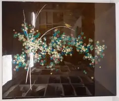 L'oiseau sur branche fleurie by Paul Étienne Sain, Panneau de laque, sold Feb 2018