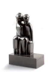 Couple assis côte à côte by Jean Lambert-Rucki, Epreuve en bronze à patine noire, sold Jun 2017