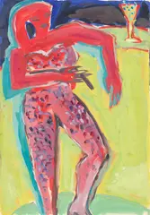 An der Bar by Elvira Bach, 1982, Gouache, sold Aug 2026