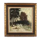 Winter Landscape by E. L. Hoffmann, Oil on canvas (lined), sold Apr 2021