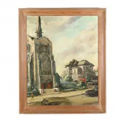 26th and Broadway by Jonathan Batchelor, Oil on board, sold Apr 2021
