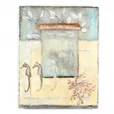 Contemporary Abstraction with Seahorse Series by Sheila Giolitti, Mixed media with resin, sold Apr 2021