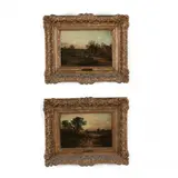 A Pair of Rural Scenes at the Gloaming by J. Harris, Oil on board, sold Mar 2021