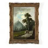 Landscape with Distant Hilltop Abbey by Salvatore Maresca, Oil on canvas, sold Mar 2021