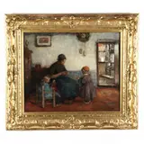 Quiet Moment, Mother and Children by Frantz Charlet, Oil on canvas, sold Mar 2021