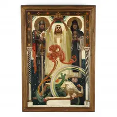Christ with Sainted Knights by J. C. Leyendecker, Oil on canvas, sold Mar 2021