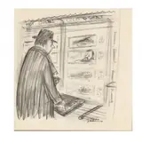 Paper Products for Distinctive Food Service by Charles Addams, Graphite on paper, sold Mar 2021