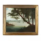 Landscape with River Packet and Fisherman by James Henry Beard, Oil on canvas (lined), sold Mar 2021