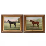 A Pair of Thoroughbred Racehorse Portraits by Essie Leone Seavey Lucas, Oil on card, sold Mar 2021