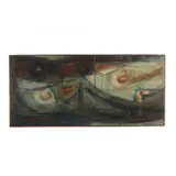 Wharf Lyricism by Merton Simpson, Oil on Masonite, sold Mar 2021
