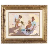 Beach Scene by Dan McCaw, Oil on canvas, sold Mar 2021