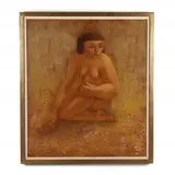 Seated Nude by Flavio E. Cabral, Oil on Masonite, sold Mar 2021