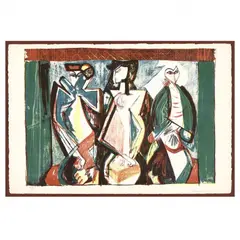 Three Figures by Walter Becker, Lithograph in colors, sold Feb 2021