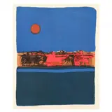 Silkscreen in Colors (Nocturne with Red Moon) by Nissan Engel, Pencil signed and marked as artist's proof lower margin, sold Feb 2021