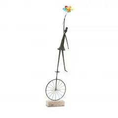 Balloon Man on Unicycle by Jim Lewk, Copper with attractively applied verdigris patina, sold Feb 2021