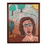 Landscape with Woman and Snake by Joe LaFone, Oil on board, sold Feb 2021